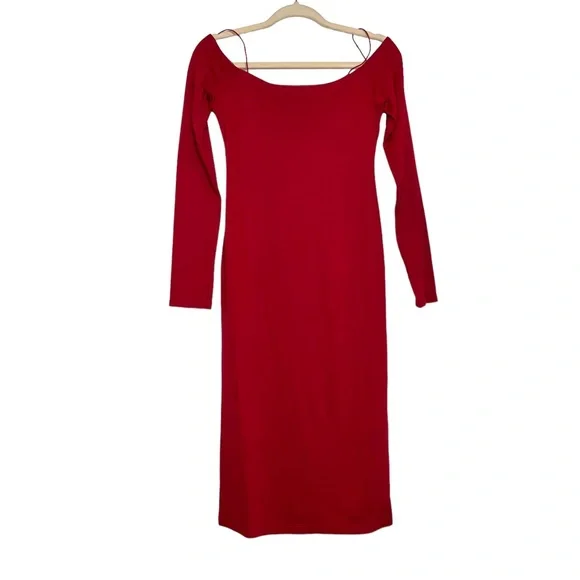 NWOT ALICE + OLIVIA Dorinda Off The Shoulder Fitted Midi Dress. Size 6 - Picture 4 of 11